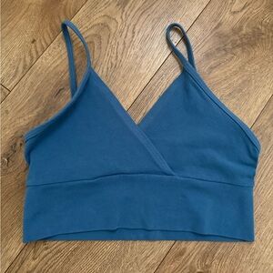 Los Angeles Apparel Crossover Wrap Top Women's Blue Bralette